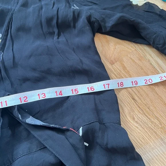 Ganni lorita georgette floral maxi dress 3/4 sleeve black, white and red flowers - Picture 6 of 13